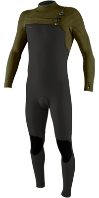 2026 O'Neill Mens Hyperfreak 3/2mm+ Chest Zip Wetsuit 5343 - Raven / Army